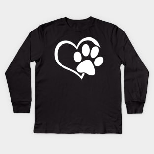 Dog Puppy Shirt - I Love Dogs Paw Print Heart Cute Women Men Kids Long Sleeve T-Shirt